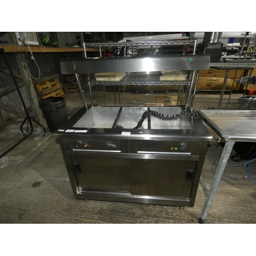 1155 - A commercial stainless steel bain-marie and heated cabinet by Lincat, unit trips electric - trade
RE... 