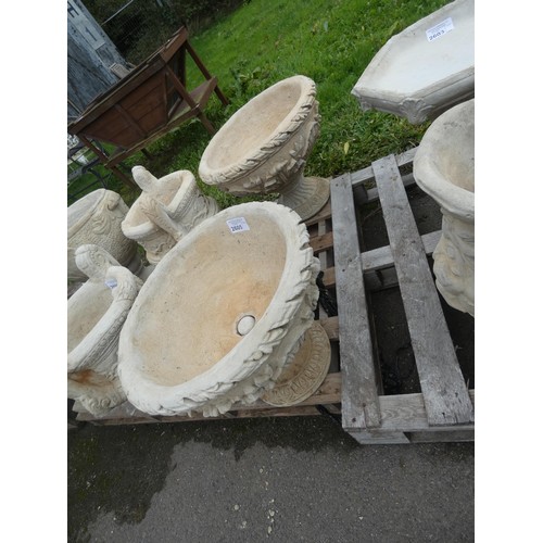 2605 - 2 x large round decorative 2 piece planters