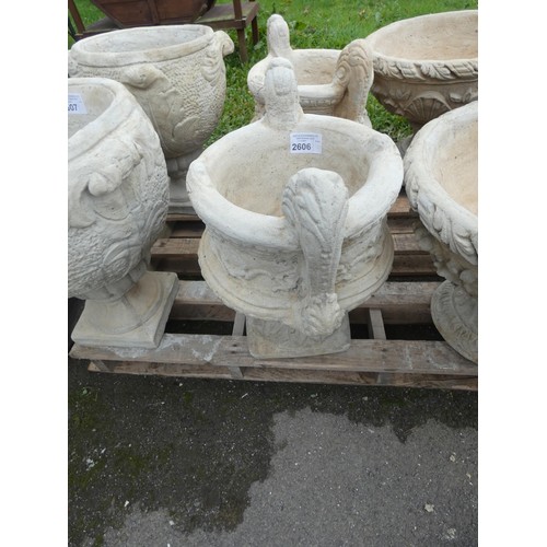 2606 - 2 X large 2 handled urn type planters