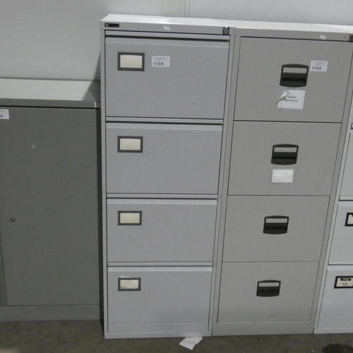 1185 - 1 grey metal four drawer filing cabinet by Triumph