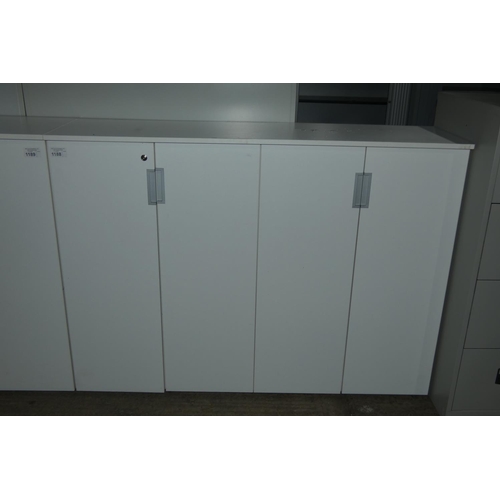 1188 - 1 white four door storage cabinet approx 160 x 46 x 117cm high