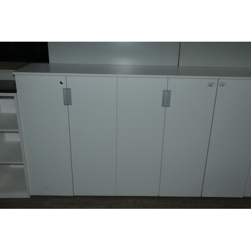 1189 - 1 white four door storage cabinet approx 160 x 46 x 117cm high