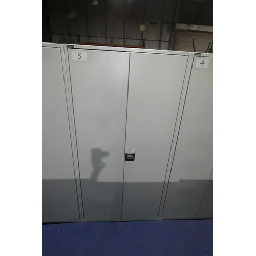 1204 - 1 grey metal two door storage cabinet by Triumph approx 90 x 42 x 180cm high