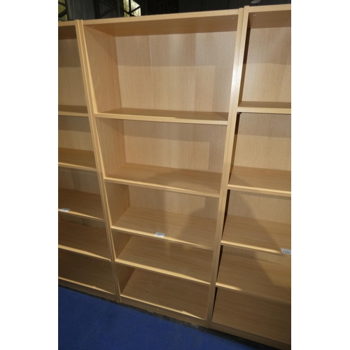 1207 - 1 wood effect open front shelf unit approx 76 x 31 x 200cm high