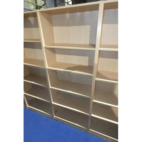 1208 - 1 wood effect open front shelf unit approx 76 x 31 x 200cm high