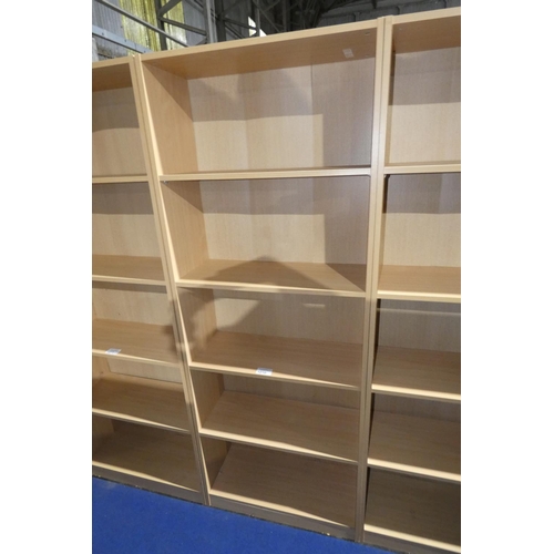 1210 - 1 wood effect open front shelf unit approx 76 x 31 x 200cm high