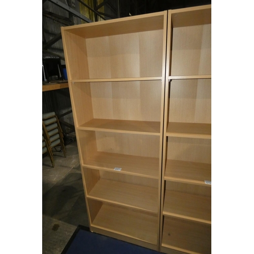 1211 - 1 wood effect open front shelf unit approx 76 x 31 x 200cm high