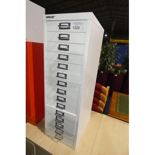 1228 - A white metal 15 drawer index type cabinet by Bisley approx 28 x 38 x 86cm high