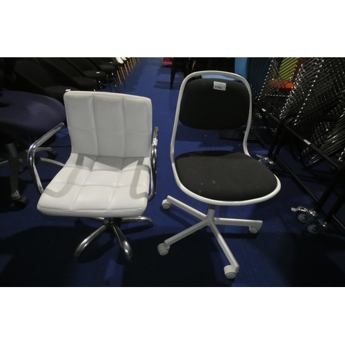 1296 - 2 x various swivel chairs, one is missing the wheels