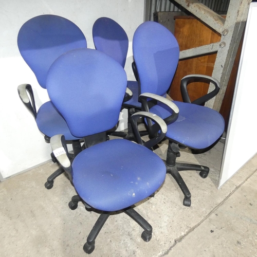 1306 - 4 light purple upholstered office swivel chairs by Verco