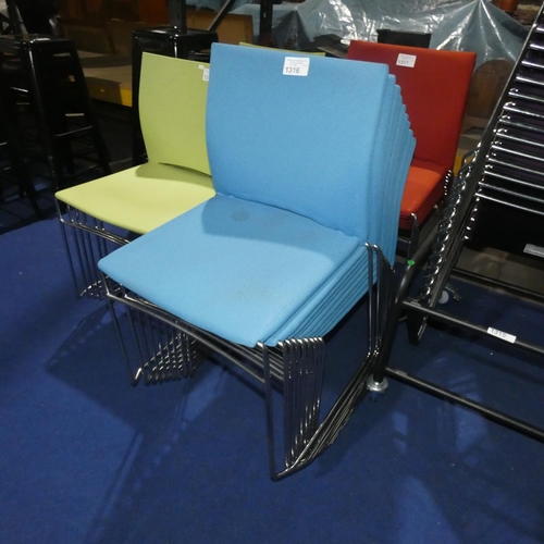 1316 - 9 x Connection Xpresso stacking chairs with light blue upholstery