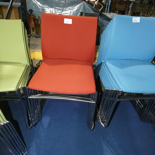 1317 - 8 x Connection Xpresso stacking chairs with terracotta upholstery