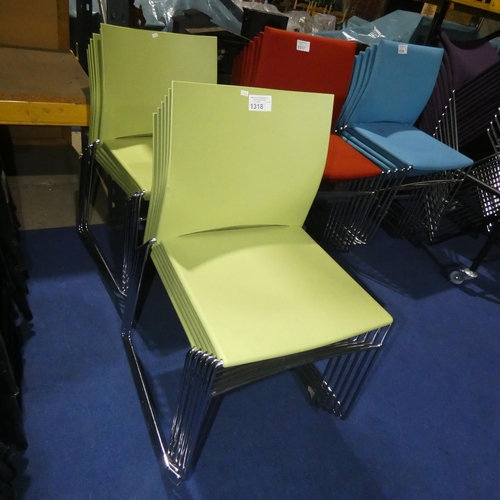 1318 - 12 x Connection Xpresso green stacking chairs