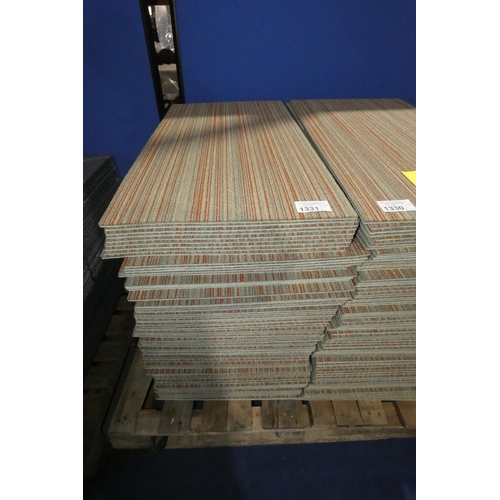 1331 - A quantity of approx 100 x large grey, white and orange striped carpet tiles by Shaw Ecologix each a... 