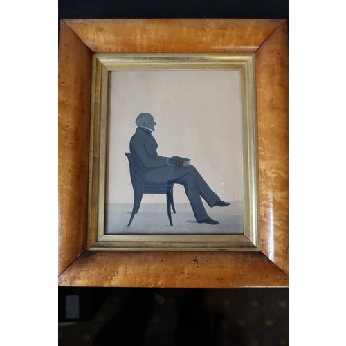 3003 - William Beaumont (1833-1852), Silhouette of a seated gentleman, highlighted with gouache, signed low... 