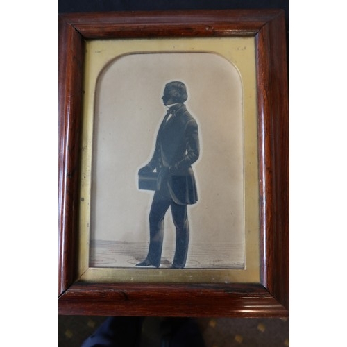 3005 - Fredrick Frith (1819-1871), Silhouette of gentleman, full length, cut out, holding a top hat, gilded... 