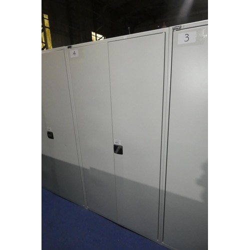 1203 - 1 grey metal two door storage cabinet by Triumph approx 90 x 42 x 180cm high