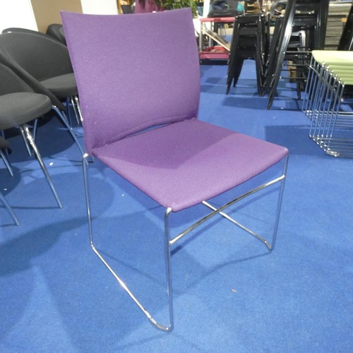 1315 - 13 x Connection Xpresso stacking chairs with purple upholstery supplied with a specialist chair movi... 