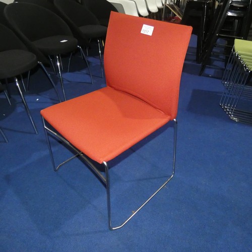 1317 - 8 x Connection Xpresso stacking chairs with terracotta upholstery