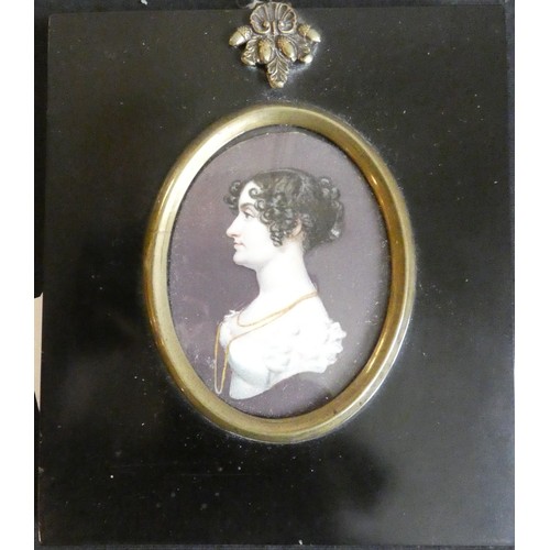 3034 - English School 19th Century, 
Attributed to J.H Gillespie (1810-1838), Portrait miniature of a young... 