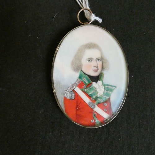 3039 - English School 18th Century, Fredrick Buck (1771-1839), portrait miniature of a young officer in 55t... 