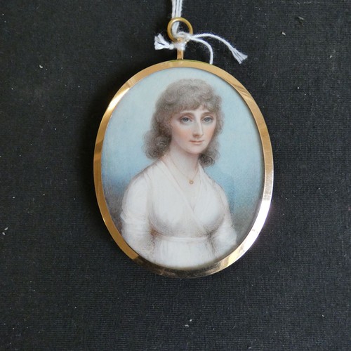 3045 - English School 19th Century, Attributed to Mrs Anne Mee (1770-1851), portrait miniature of a Lady Su... 