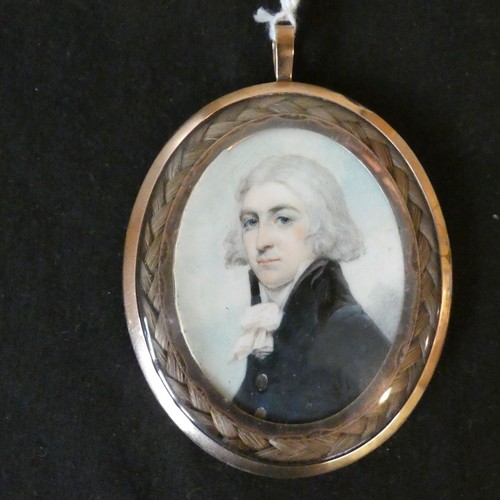 3046 - English School late 18th Century, Manner of Richard Cosway (1742-1821), portrait miniature of a gent... 