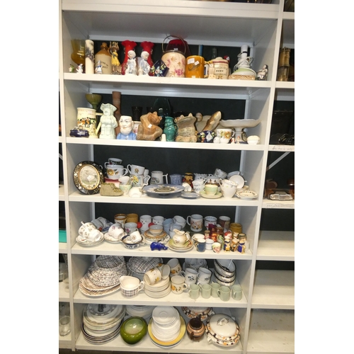 3113 - A large quantity of miscellaneous decorative chinaware, ornaments and trinkets etc (6 shelves)