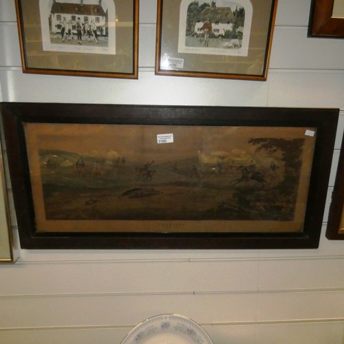 3169 - An oak framed print of hare coursing