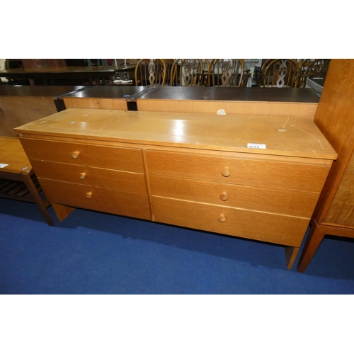 3648 - A 1970s vintage teak bedroom chest of 6 drawers, approximately 142cm wide