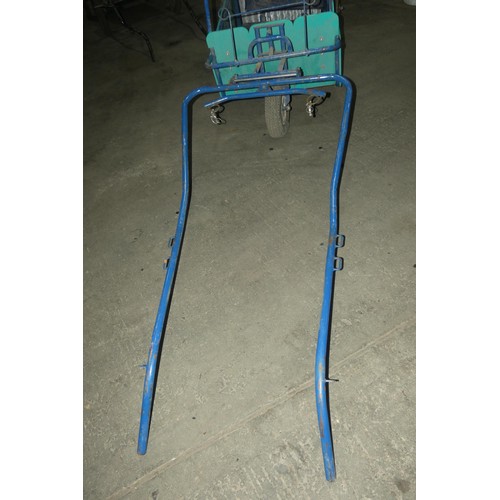 3909 - A metal framed pony 3 wheeled carriage/trap for disabled wheelchair driving. Special rear access ram... 