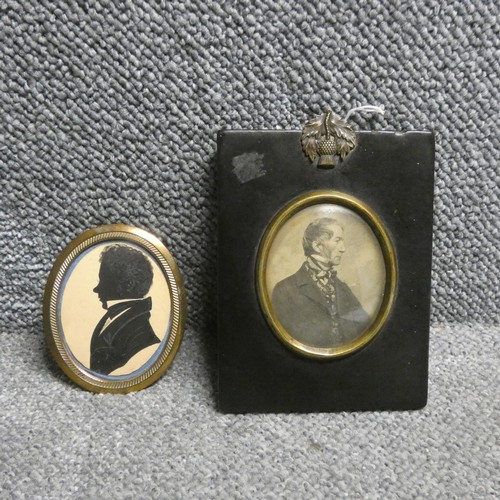 3028 - English School early 19th Century, Silhouette portrait miniature of  V.L Sear 18 years, 14th Februar... 