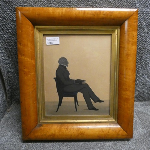 3003 - William Beaumont (1833-1852), Silhouette of a seated gentleman, highlighted with gouache, signed low... 