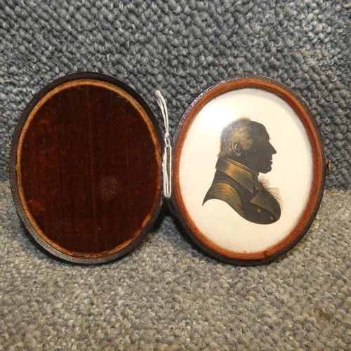 3011 - English School 19th Century, attributed to John Field, Silhouette portrait miniature of a older gent... 