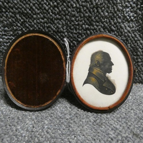 3011 - English School 19th Century, attributed to John Field, Silhouette portrait miniature of a older gent... 