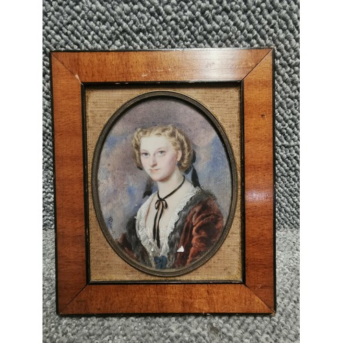 3030 - Franz Pitner (Austrian 1826-1892) Portrait miniature of a lady, watercolour on ivory, signed and dat... 