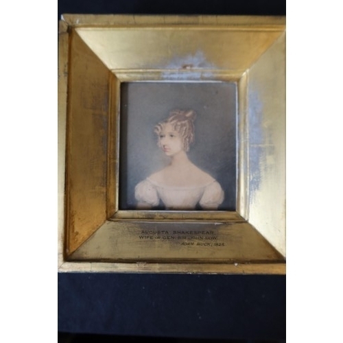 3053 - Adam Buck (1759-1833), portrait miniature of Augusta Ludlow Shakespear, watercolour on card, signed ... 