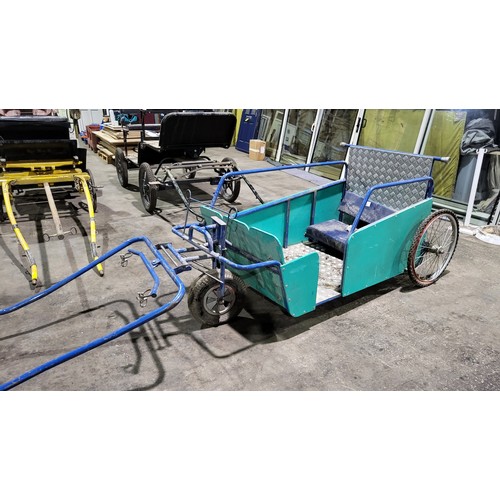 3909 - A metal framed pony 3 wheeled carriage/trap for disabled wheelchair driving. Special rear access ram... 