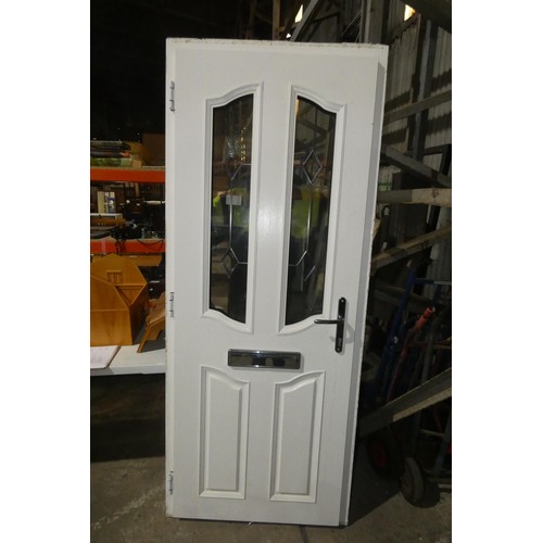 1 - A composite external door in PVCu frame, colour is Oxford blue out side/ white inside, no lock cylin... 