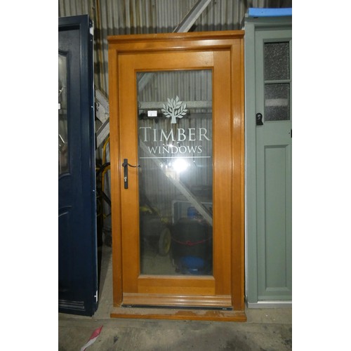 2 - A Meranti engineered hardwood external door in frame, colour is Cyprus stain on both sides,  no key ... 