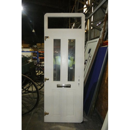 5 - An Apeer composite external door in frame, colour light green outside /white inside,  no handles or ... 