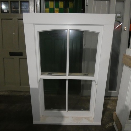 55 - An engineered hardwood double glazed chain box sash window, colour is white on both sides, overall s... 