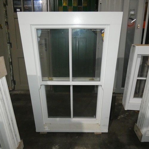 56 - An engineered hardwood double glazed chain box sash window, colour is white on both sides, overall s... 