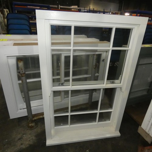 59 - An engineered Redwood timber double glazed spiral balanced box sash window with built in protruding ... 