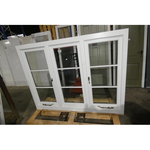 64 - Au unused engineered hardwood double glazed flush casement window, colour is Farrow and Ball light g... 