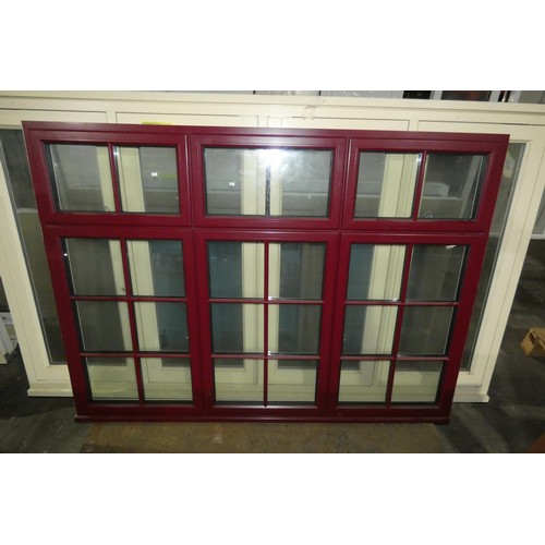 68 - An aluminum double glazed casement window, colour is maroon outside / white inside, overall size of ... 