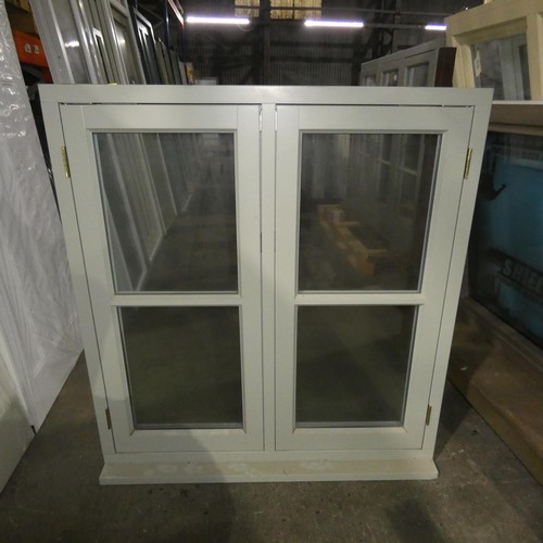 72 - An engineered hardwood double glazed flush casement window, colour is grey outside / white inside, o... 