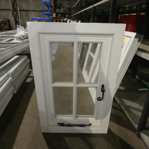 76 - A small engineered hardwood flush double glazed casement window, colour is white on both sides, over... 