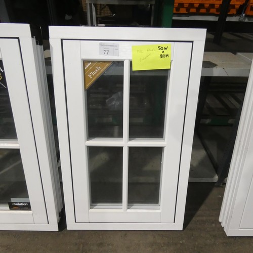 77 - A small Evolution PVC flush double glazed casement window, colour is white on both sides, overall si... 