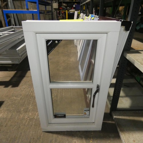 82 - A small Evolution Storm PVC double glazed casement window, colour is grey outside / white inside, ov... 